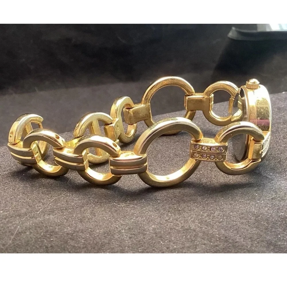 Ladies Stylish VINTAGE Gold Studded Circle Link BRACELET Watch, BY George